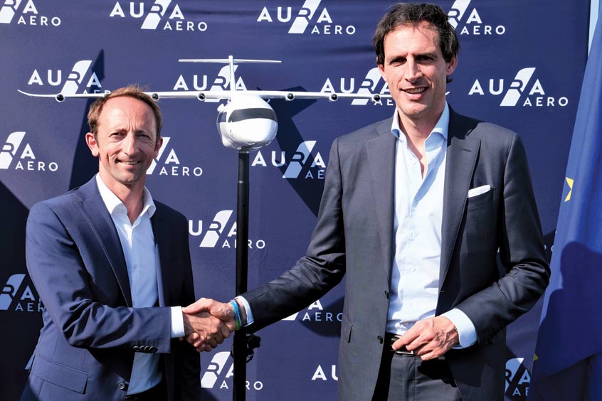 Jérémy Caussade, CEO and co-Founder of Aura Aero, and Wopke Hoekstra, European Commissioner responsible for climate, net zero and clean growth.