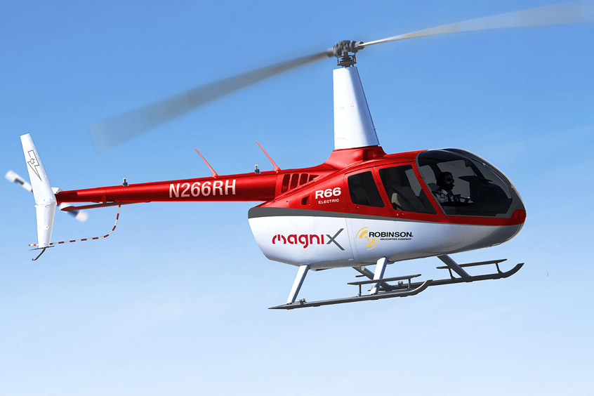 magniX previously flew a battery-electric R44 in 2022 and a hydrogen-electric R44 in March 2025.