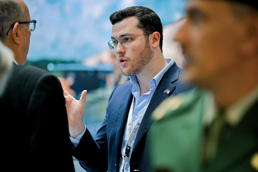 Heven CEO Bentzion Levinson demonstrates the company’s Raider platform at the recent IDEX conference in Abu Dhabi, UAE.