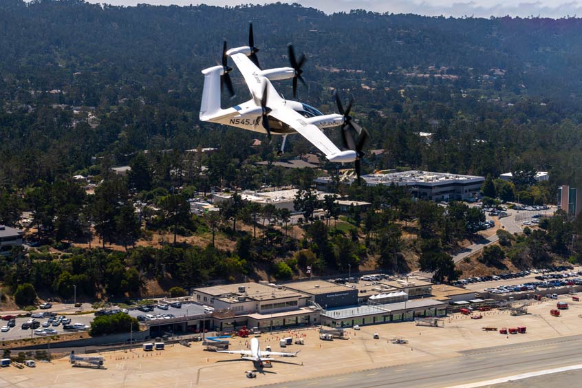 Joby’s piloted air taxi departs from Marina.