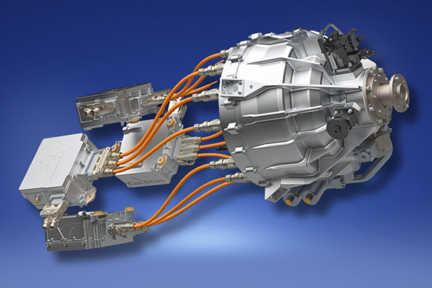 The 600kW EPS integrates four 200kW inverters and a direct-drive motor running at 2,200 rpm.