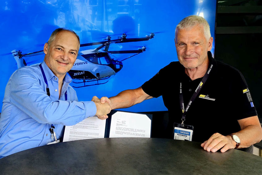 From left: Arnaud Coville, Chief Development Officer of SkyDrive and Vincent Duqueine, President of DUC Hélices Propellers