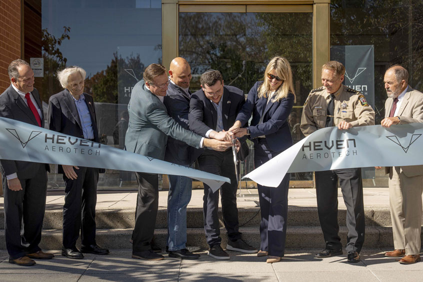 Jan Niemiec, Managing Director, Google Public Sector; Andrew Lowinger, Chairman, DMC Capital; Warren Brown, Chief Marketing Officer, Heven AeroTech; Michael Buscher, President, U.S. Operations, Heven AeroTech; Bentzion Levinson, CEO & Founder, Heven AeroTech; Senator Russet Perry, VA-Loudoun County, Sheriff Mike Chapman, VA-Loudoun County; Bob Anderson, Commonwealth’s Attorney