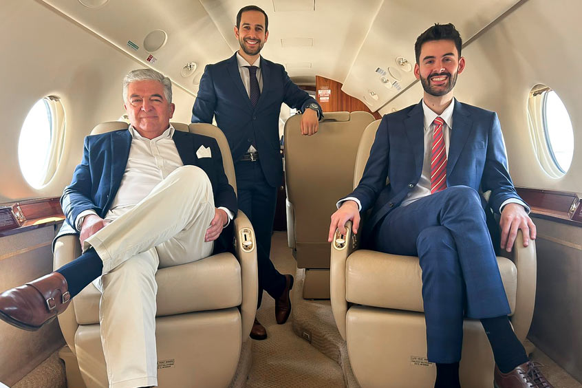 Global Jet Spain sales team Oscar Barnes, Manuel Montero and Antonio Monge.