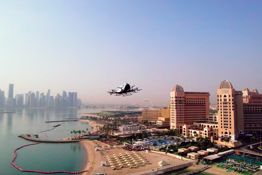 The Doha flights showed how a 30-minute road journey could be cut to just eight minutes by air.
