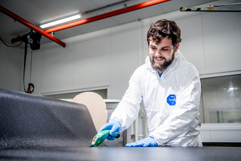 Toray Cetex semi-preg material in laminating room at Toray Advanced Composites, Nijverdal, The Netherlands