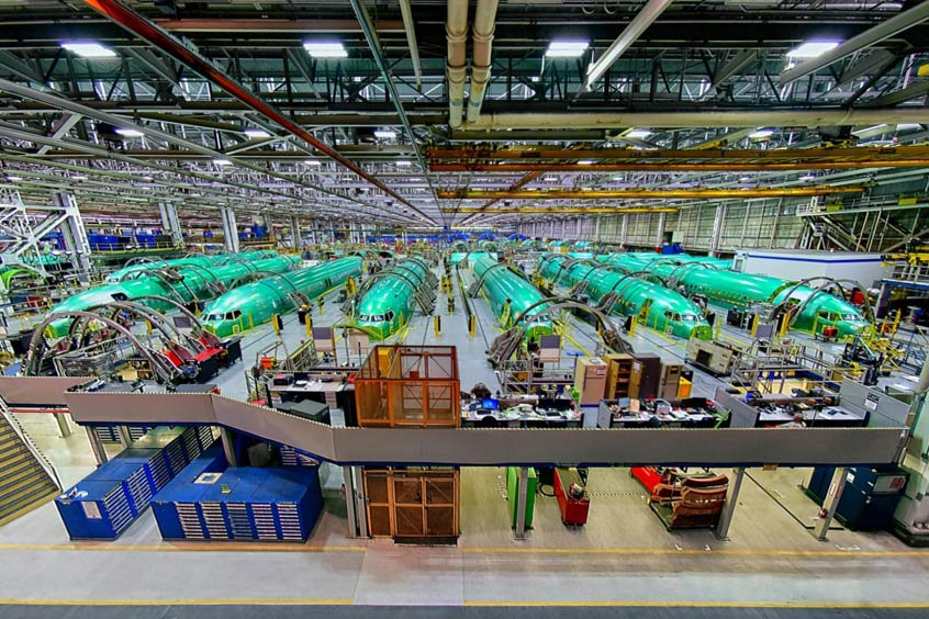 The Wichita facility assembling 737 fuselage sections for integration into Boeing’s commercial aircraft production line.