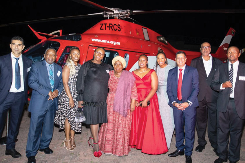 Aurelian Blanc, with the AMS board of trustees, keynote speaker Dr Nkosana Dlamini-Zuma (former chairperson of the African Union Commission) and CEO. From left to right: Aurelian Blanc, Gideon Sam (chairman, AMS board of trustees), Dr Mathe, Dr Peri, Dr Nkosana Dlamini-Zuma, Gugu Ntuli, Kangi Khoza, Farhaad Haffejee AMS CEO, Reggie Naidoo (advisor to the AMS board) and Geoffrey Qhena.