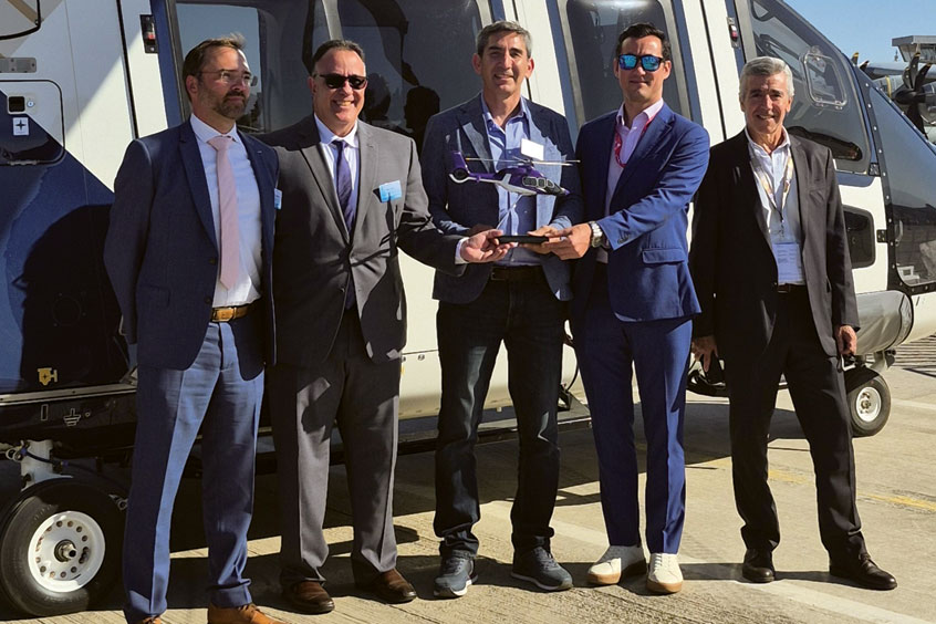 Airbus head of sales Vincent Maureau, head of LATAM Alberto Duek, Helipatagonia ops manager Alfonso Ricardo Naish, Rotortrade sales director Gabriel Durif and Helipatagonia president Marcelo Florio.