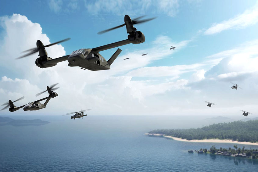 The MV-75 FLRAA is designed to deliver roughly twice the speed and range of the Army’s current rotorcraft fleet.