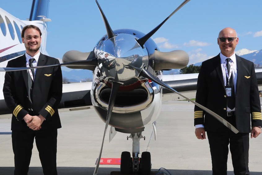 First officer Francesco Gatto and captain Andrea Gatto.
