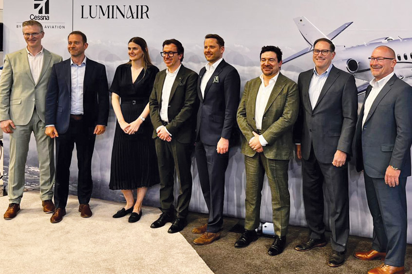 From third on the left, Luminair's Julia Feddern, Chief Experience Officer, David Bergold, Chief Executive Officer, Alexander Stevens, Chief Operating Officer and Algernon Trotter, Chief Executive Officer.