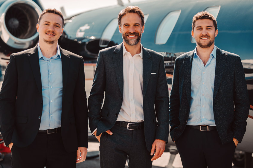 SDAviation's Pierre Lassade, Guillaume Soumier from Textron and SD's Adrien Dubreuil.