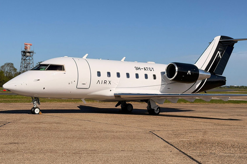 AirX’s Bombardier Challenger 604, recently refurbished and repainted in April 2026, is now available for charter.