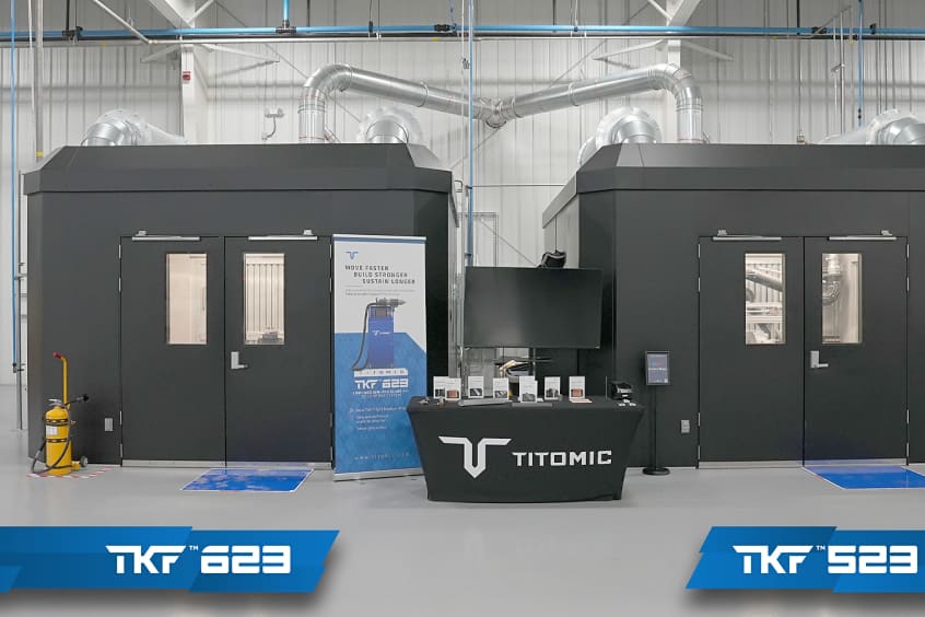 Titomic’s TKF 523 and TKF 623 cold spray systems installed at the Titomic USA Advanced Manufacturing Center in Huntsville, Alabama, showcasing scalable additive manufacturing capabilities for aerospace, defense, and industrial applications.