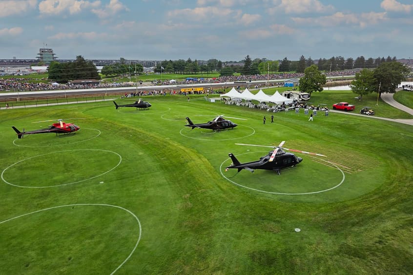 A temporary heliport was built after a downtown facility closed.