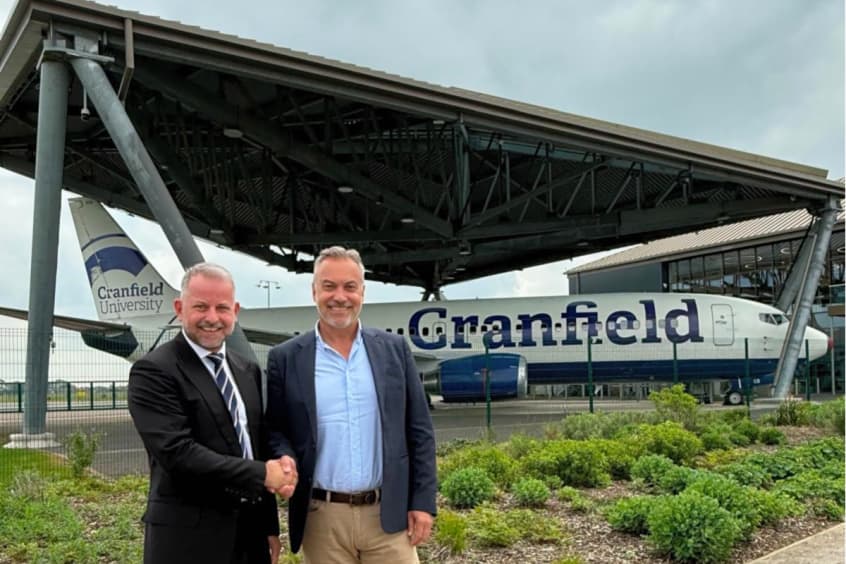 London Cranfield airport director Robert Abbott and Weston Aviation CEO Nick Weston.