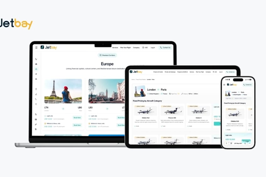 The company's Online Travel Agency model lets clients view published prices and select aircraft classes directly.