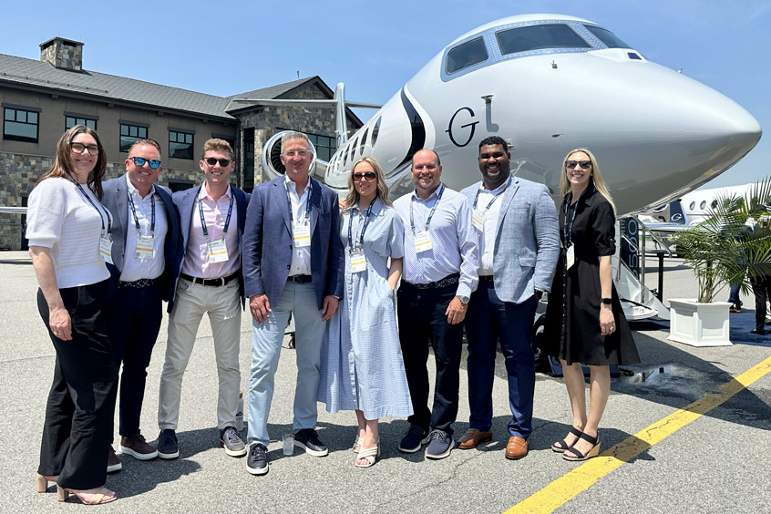 Director of dispatch and charter sales Sunny Lewin, COO Rob Sherry, VP charter sales Cameron Prinzivalli, president James Prinzivalli, VP director of marketing Kristen Steinhardt, VP Keith Ruggirello, Waliber Herrera from charter sales and dispatch, and assistant director of charter Ashley Ciota.