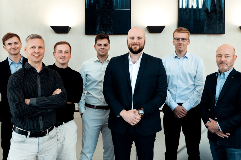 Ground ops executive František Šedivý, senior charter sales specialist Jakub Zápotočný, ground ops manager Martin Novotný, Dominik Bárta from ground ops, sales director Ondřej Doleček, Ondřej Kubelka from ground ops and Martin Pochman from charter sales.