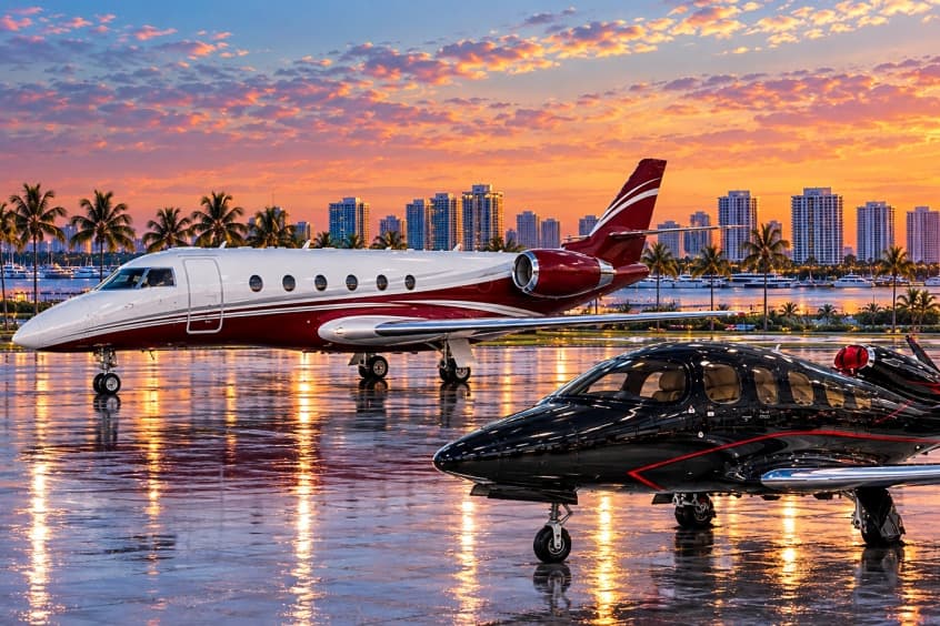 The Vision Jet is flying charters from Fort Lauderdale, while this G200 awaits paint and interior refurbishment before November service.