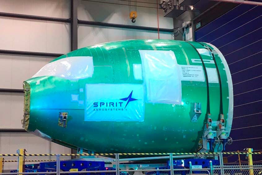 Spirit Aerosystems’ first integrated 767 forward fuselage for Boeing. 