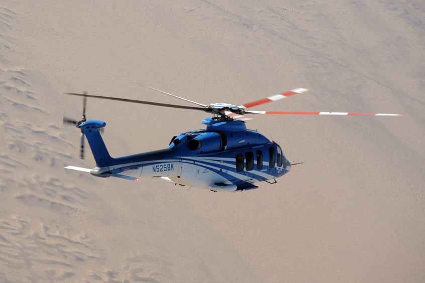 The Bell 525 during hot weather testing in Arizona.