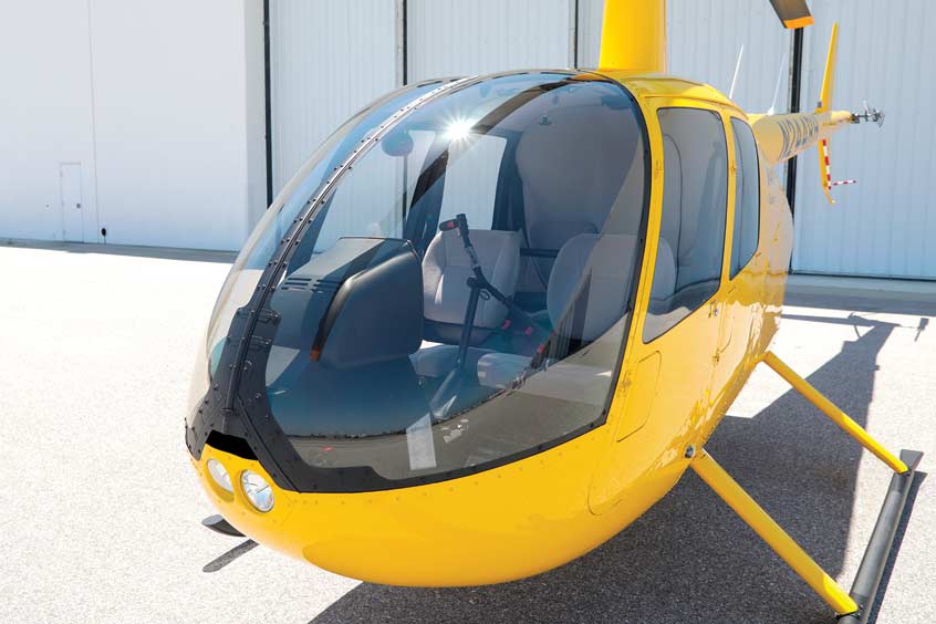Robinson are offering impact-resistant windshields as optional on their R22, R44, and R66 helicopters. (Photo: Robinson)