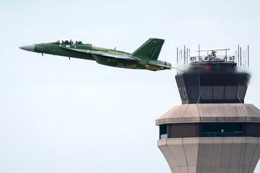 F/A-18 Block III flight test aircraft F287 makes its first flight in May 2020. Boeing has delivered the first two Block III flight test aircraft to the U.S. Navy. (Photo: Boeing)