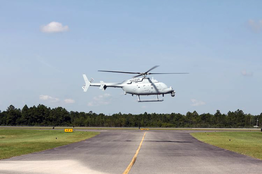 Northrop Grumman’s MQ-8C Fire Scout takes off for its first flight out of Trent Lott International Airport in Moss Point, Miss.