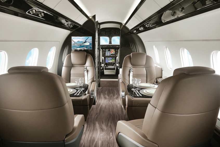 Praetor 500 and Praetor 600 cabins will feature HEPA air filters as standard, an optional electric lavatory pocket door and are approved to use MicroShield360. (Photo: Embraer) 