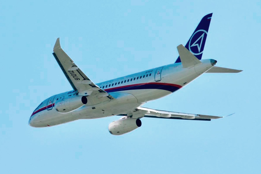 Irkut has begin testing the BINS-2015 inertial navigation system on an SSJ100. (Photo: Irkut)