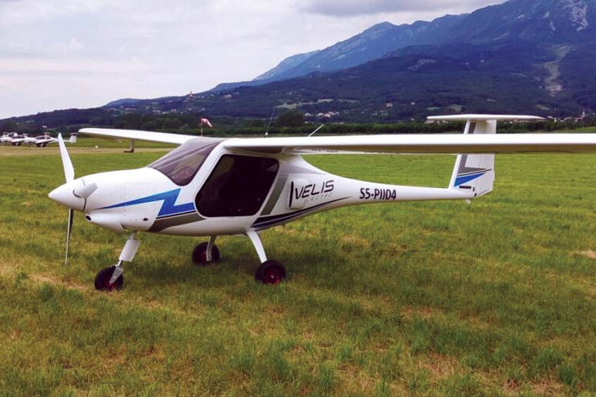 The Velis Electro s/n 003, first customer’s airplane of the type, at Ajdovščina airport.