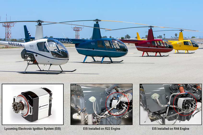 Lycoming’s Electronic Ignition System has been approved for Robinson’s R22 and R44. (Photo: Robinson Helicopters)